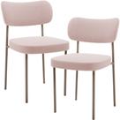Kit 02 Cadeiras Para Sala De Jantar Melina Base Arena L02 Bouclê Rosê - Lyam Decor