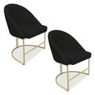 Kit 02 Cadeiras Poltrona De Jantar Bela Base Metálica Industrial Dourado Sala Recepção Veludo Preto Do Lar Móveis Kit 02 Cadeiras Poltrona De Jantar Bela Base Metálica Industrial Dourado Sala Recepção Veludo Preto Do Lar Móveis