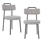 Kit 02 Cadeiras Sala de Jantar Kobe Estofada com Encosto Linho Cinza - Desk Design