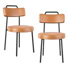 Kit 02 Cadeiras Sala de Jantar Kobe Estofada com Encosto material sintético Whisky - Desk Design