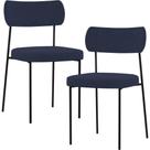 Kit 02 Cadeiras Sala De Jantar L02 Suede Azul Marinho