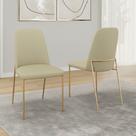 Kit 02 Cadeiras Sala de Jantar Lior com Encosto Estofado Base Dourada Linho Bege - Desk Design