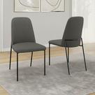 Kit 02 Cadeiras Sala de Jantar Lior com Encosto Estofado Base Preta Linho Grafite - Desk Design