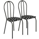 Kit 02 Cadeiras Tubular America 004 Cromo Preto ARTEF
