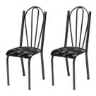 Kit 02 Cadeiras Tubular Cromo Preto 021 Assento Preto Florido