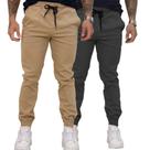 Kit 02 Calças Jogger Sarja Masculina Com Punho Elástico