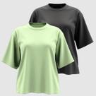 Kit 02 Camiseta Feminina Plus Size Lisa 100% Algodão Gola Redonda Manga Curta G1 A G3