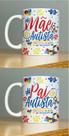 Kit 02 Caneca Porcelana Autismo Mãe de Autista Pai de Autista Kit 02 Caneca Porcelana Autismo Mãe de Autista Pai de Autista