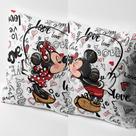 Kit 02 Capas De Almofada Personalizadas Mickey e Minnie Para Sala e Quarto Decorativas Com Zíper!