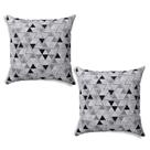 Kit 02 Capas para Almofada Tecido Estampado Triângulo Preto e Branco D96 42x42 Cm
