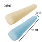 Kit 02 Capas para Rolo de Cabeceira Casal 135x20cm Azul e Cru Arrumadinho Enxovais