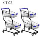Kit 02 Carrinhos de compras Supermercado Lojas Reforçado 90L