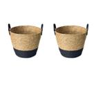 Kit 02 Cestos Fibra Natural C/alca 33x28cm Preto Paramount