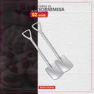 Kit 02 Colheres Sobremesa Inox Pá Quadrada