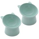 Kit 02 Comedouro Bebedouro Gatos Pet Elevado Plástico Azul