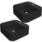 Kit 02 Cubas De Apoio Quadrada Para Banheiro Lavabo C01 Qa31w Preto Granit - Lyam