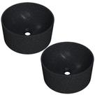 Kit 02 Cubas De Apoio Redonda Para Banheiro Lavabo C01 Bl30w Preto Granit Matte - Lyam