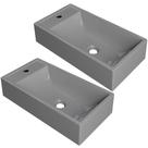 Kit 02 Cubas De Apoio Retangular Lavabo Roma C01 Rl545w Cinza - Lyam