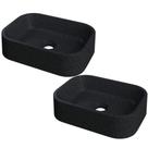 Kit 02 Cubas De Apoio Retangular Para Banheiro Lavabo C01 Br37w Preto Granit Matte - Lyam