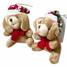 Kit 02 Enfeites Natalinos Mini Cachorro Toca Trabalhada-11cm