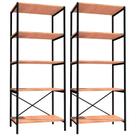 Kit 02 Estantes Livreiro Multiuso Trento Estilo Industrial 150cm Demolição Preto - Abmaza