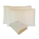 Kit 02 Fronhas e Lençol de Elástico Unibox Casal Percal 200 Fios 100% Algodão Marfim Arrumadinho Enxovais