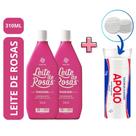 Kit 02 Leite de Rosas 310ml 01 Discos de Algodão 70g Apolo Limpeza Facial Pele Clareamento