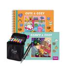 Kit 02 Livrinhos + 24 Cores de Canetinhas Touch Para Pintura