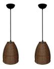 Kit 02 Lustres De Junco Ratan Modelo Sino Taça 16cm x 22cm