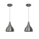 Kit 02 Lustres Luminarias Pendente Modelo Funil Alumínio Escovado 23cm x 16cm Bivolt 110v220v