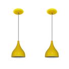 Kit 02 Lustres Luminarias Pendentes - Modelo Funil - Amarelo