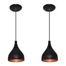 Kit 02 Lustres Luminarias Pendentes - Modelo Funil - Preto com Cobre Kit 02 Lustres Luminarias Pendentes - Modelo Funil - Preto com Cobre