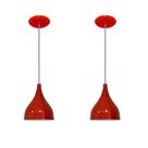 Kit 02 Lustres Luminarias Pendentes - Modelo Funil - Vermelho