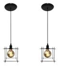 Kit 02 Lustres Pendentes Aramado Quadrado Estilo Retrô Preto ou Cobre Ideal para balcão bancada