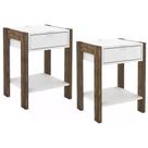 Kit 02 Mesa De Cabeceira Com Tomada 1 Gaveta Az1016 Branco N