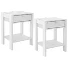 Kit 02 Mesa De Cabeceira Com Tomada 1 Gaveta Az1016 Branco