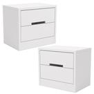 Kit 02 Mesas De Cabeceira 2 Gavetas 54 Cm S822 Kappesberg Branco