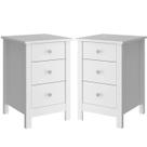 Kit 02 Mesas De Cabeceira 3 Gavetas 36 cm DM113 Branco Dtall