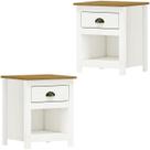 Kit 02 Mesas De Cabeceira Madeira Maciça 46 cm 9100 Branco Freijo Milani Store