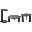 Kit 02 Mesas de Centro e 01 Mesa Lateral Pés Madeira Bulat A03 Nero Preto - Lyam Decor Kit 02 Mesas de Centro e 01 Mesa Lateral Pés Madeira Bulat A03 Nero Preto - Lyam Decor
