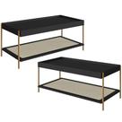 Kit 02 Mesas de Centro Para Sala de Estar Industrial Indy A03 Nero Dourado - Lyam Decor Kit 02 Mesas de Centro Para Sala de Estar Industrial Indy A03 Nero Dourado - Lyam Decor