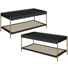Kit 02 Mesas de Centro Para Sala de Estar Industrial Indy A03 Nero Dourado - Lyam Decor