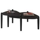 Kit 02 Mesas De Centro Para Sala De Estar Pés Madeira Trium A03 Nero Preto - Lyam Decor