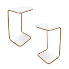 Kit 02 mesas lateral tampo branco multi- Kit 02 mesas lateral tampo branco multi-