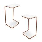 Kit 02 mesas lateral tampo branco multi- Kit 02 mesas lateral tampo branco multi-