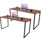 Kit 02 Mesas Para Escritório Home Office Estilo Industrial Form 150 cm Nogal - Lyam Decor