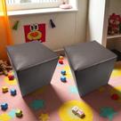 Kit 02 Mini Puff Banqueta Quadrado Decorativo material sintético e Suede