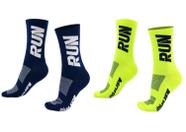 Kit 02 Pares Meia Corrida HUPI Run Azul e Amarelo