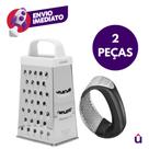 Kit 02 Pç Amassador Espremedor Triturador Alho E Ralador de Legumes 4 Faces Inox Esmagador Manual