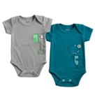 Kit 02 Peças Bodie Body Bebe Manga Curta Estampado Infantil